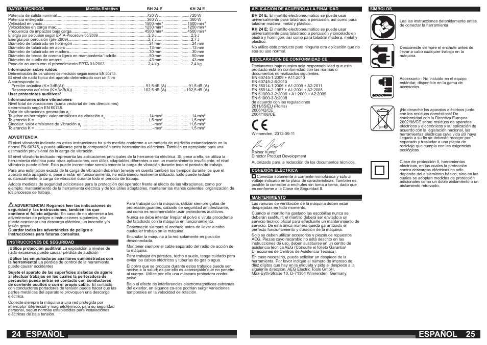 Español | AEG BH 24 E User Manual | Page 13 / 37