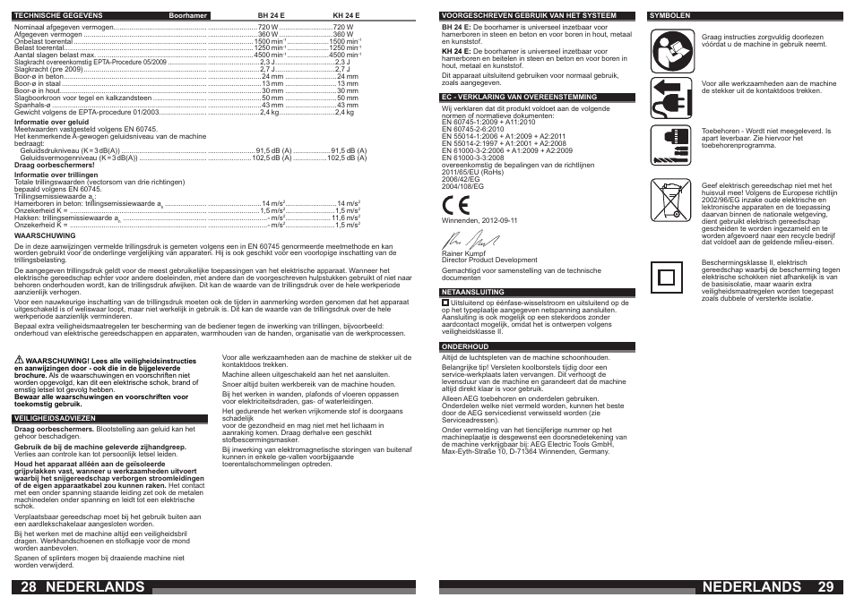 Nederlands | AEG BH 24 E User Manual | Page 15 / 37