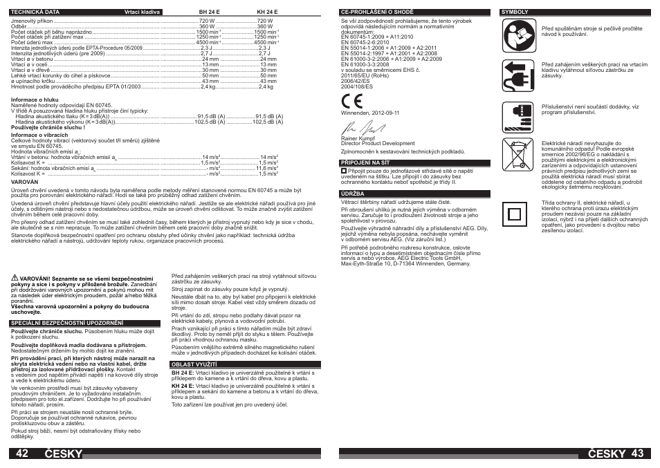 Česky | AEG BH 24 E User Manual | Page 22 / 37