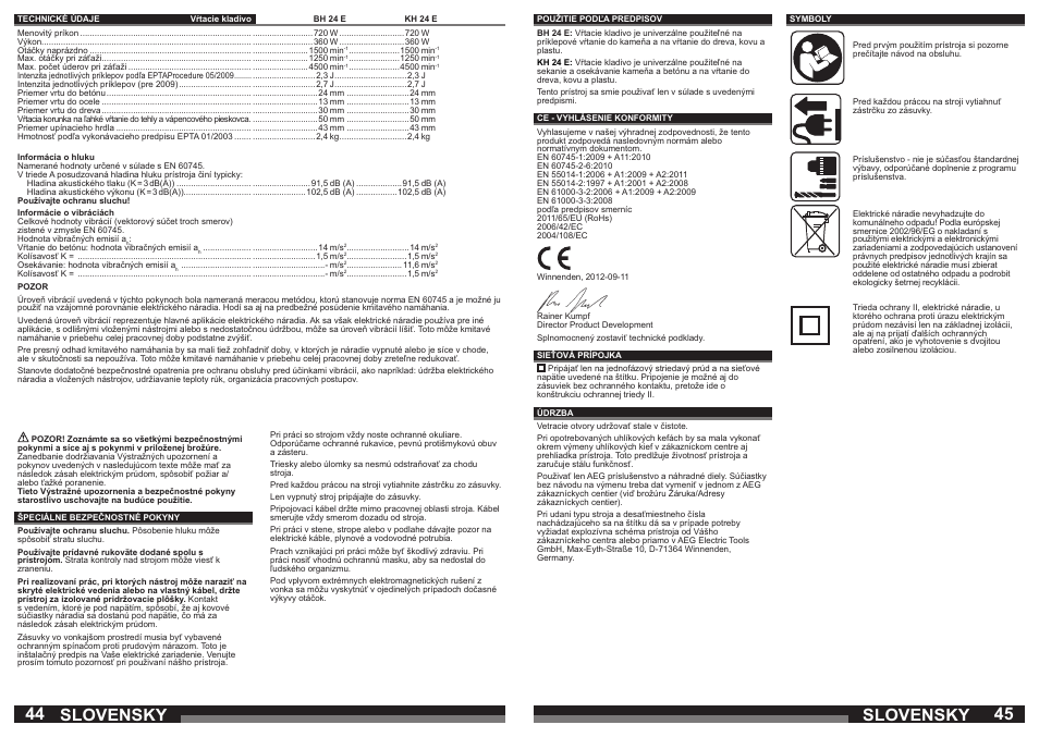 Slovensky | AEG BH 24 E User Manual | Page 23 / 37