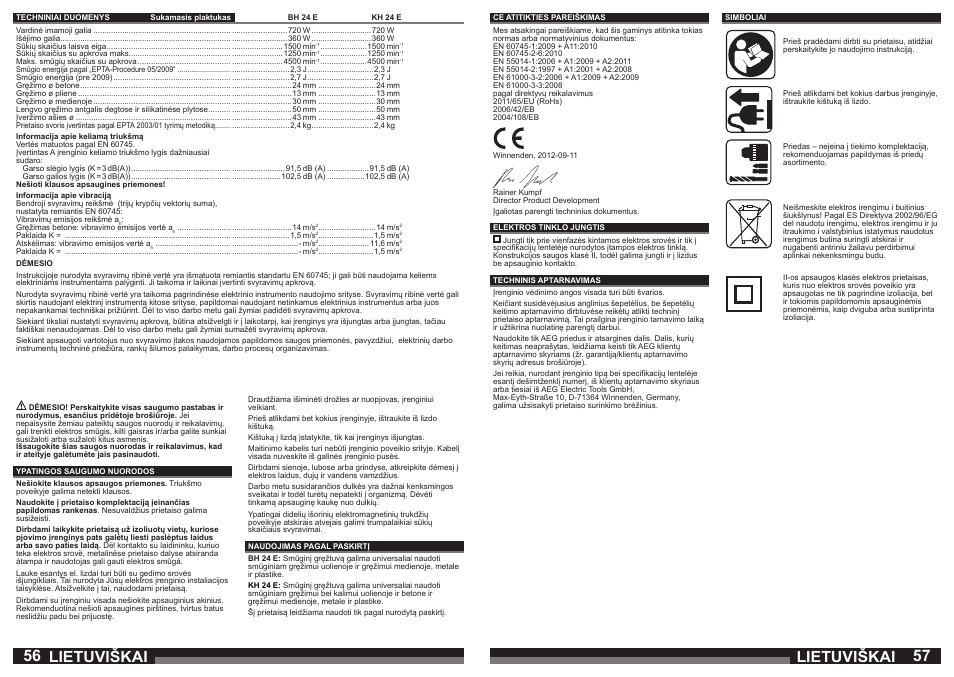 Lietuviškai | AEG BH 24 E User Manual | Page 29 / 37