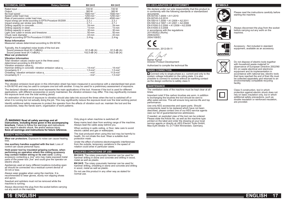 English | AEG BH 24 E User Manual | Page 9 / 37