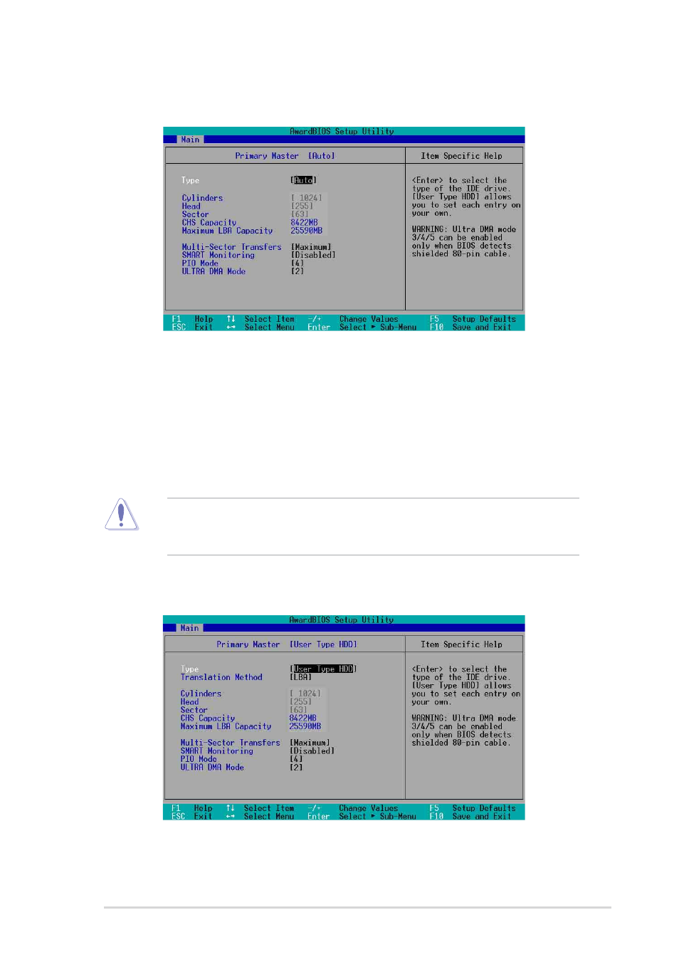 1 primary and secondary master/slave | Asus P4PE-X/TE User Manual | Page 45 / 70