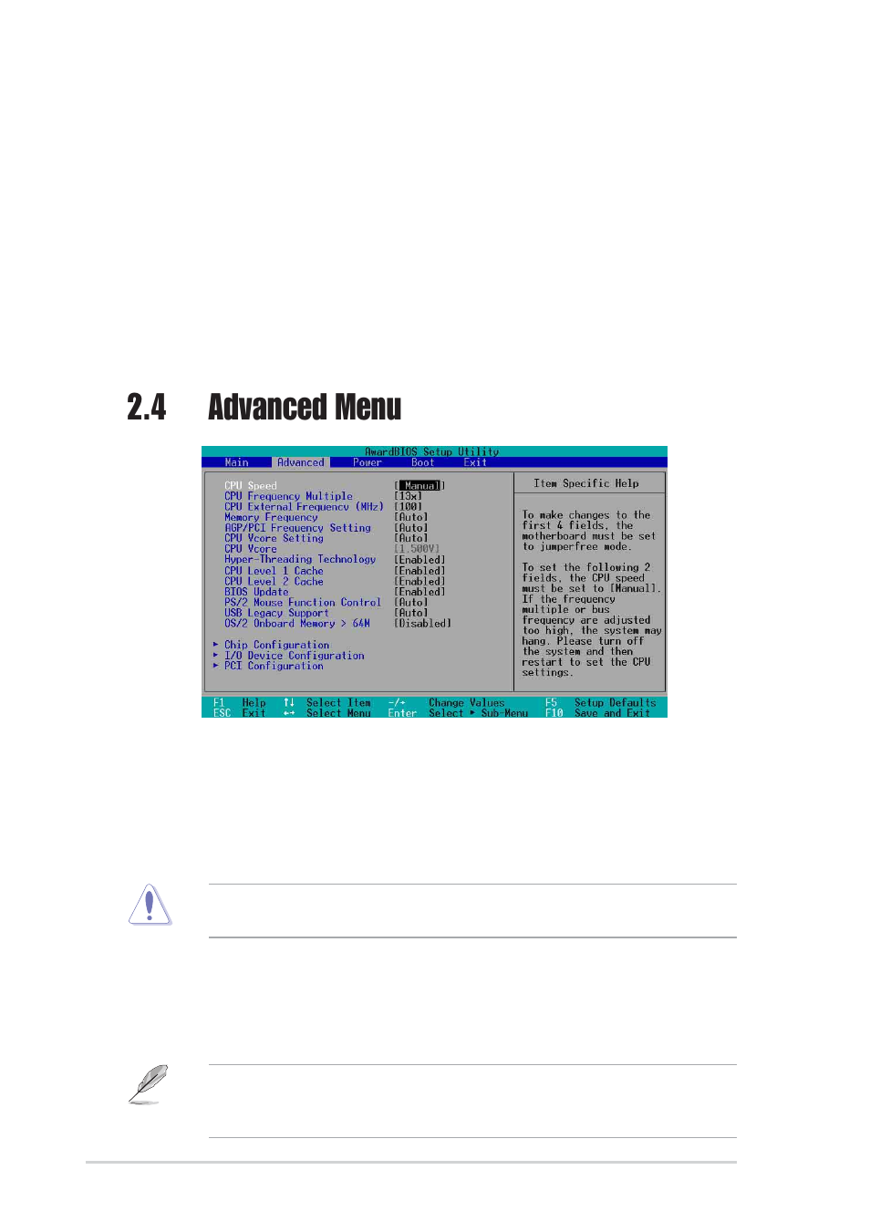 4 advanced menu | Asus P4PE-X/TE User Manual | Page 48 / 70