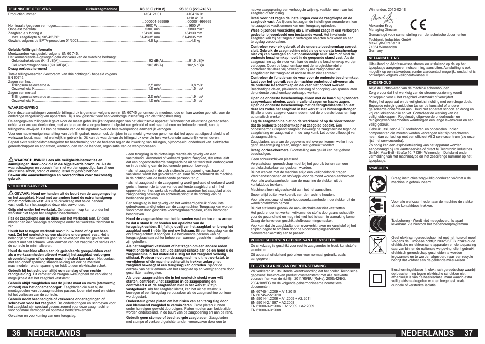 Nederlands | AEG KS 66 C User Manual | Page 19 / 41