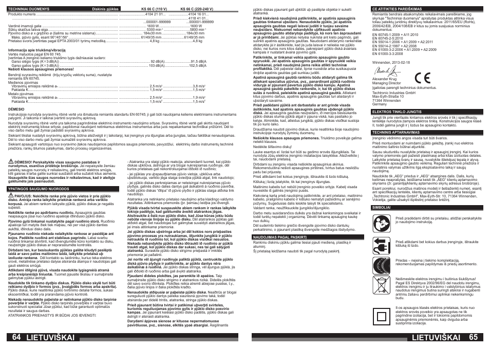 Lietuviškai | AEG KS 66 C User Manual | Page 33 / 41