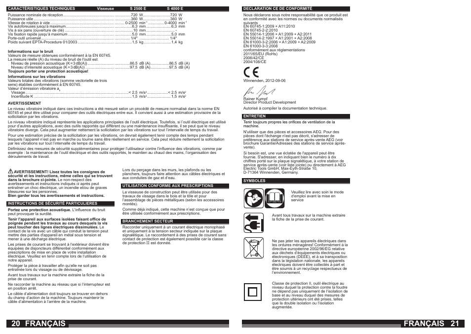 Français | AEG S 4000 E User Manual | Page 11 / 37