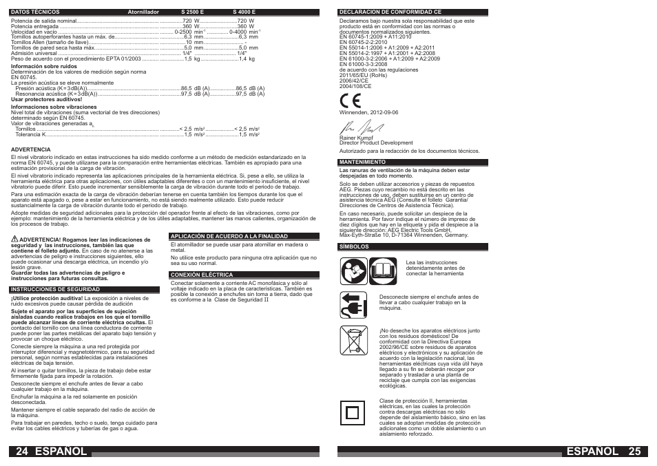 Español | AEG S 4000 E User Manual | Page 13 / 37