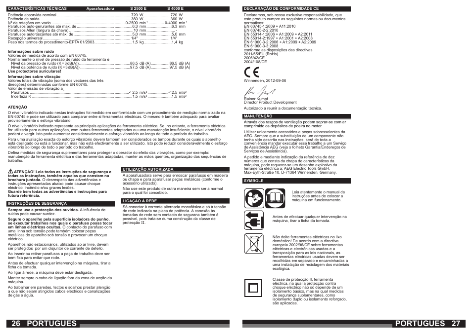 Portugues | AEG S 4000 E User Manual | Page 14 / 37
