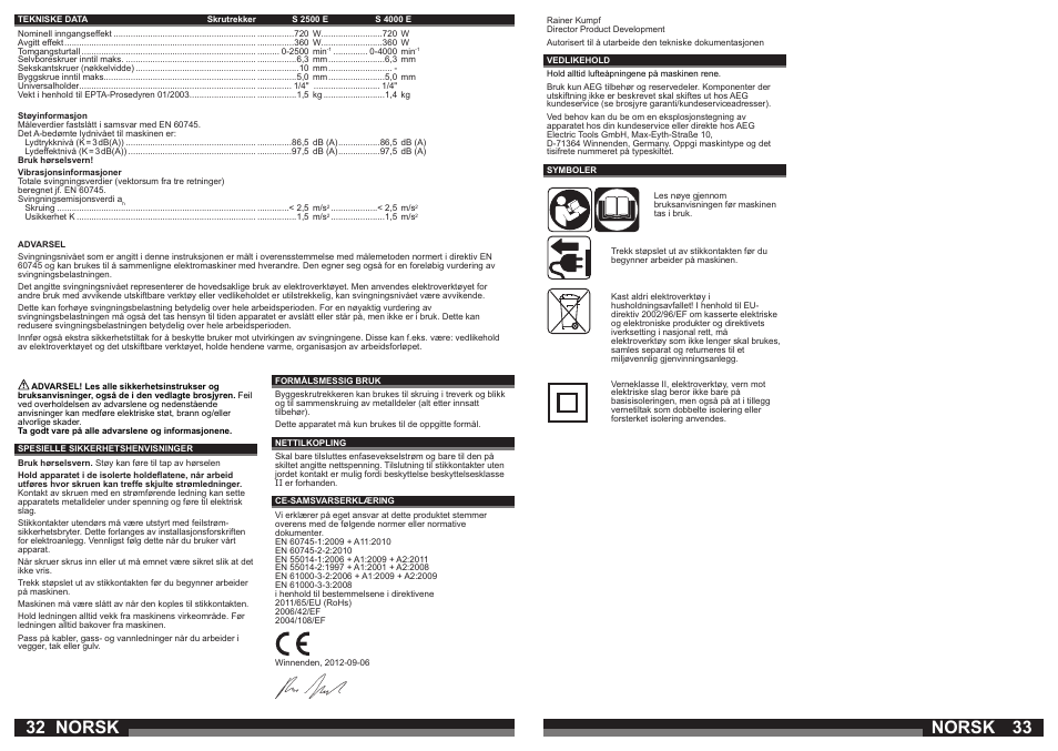 Norsk | AEG S 4000 E User Manual | Page 17 / 37