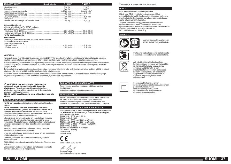 Suomi | AEG S 4000 E User Manual | Page 19 / 37