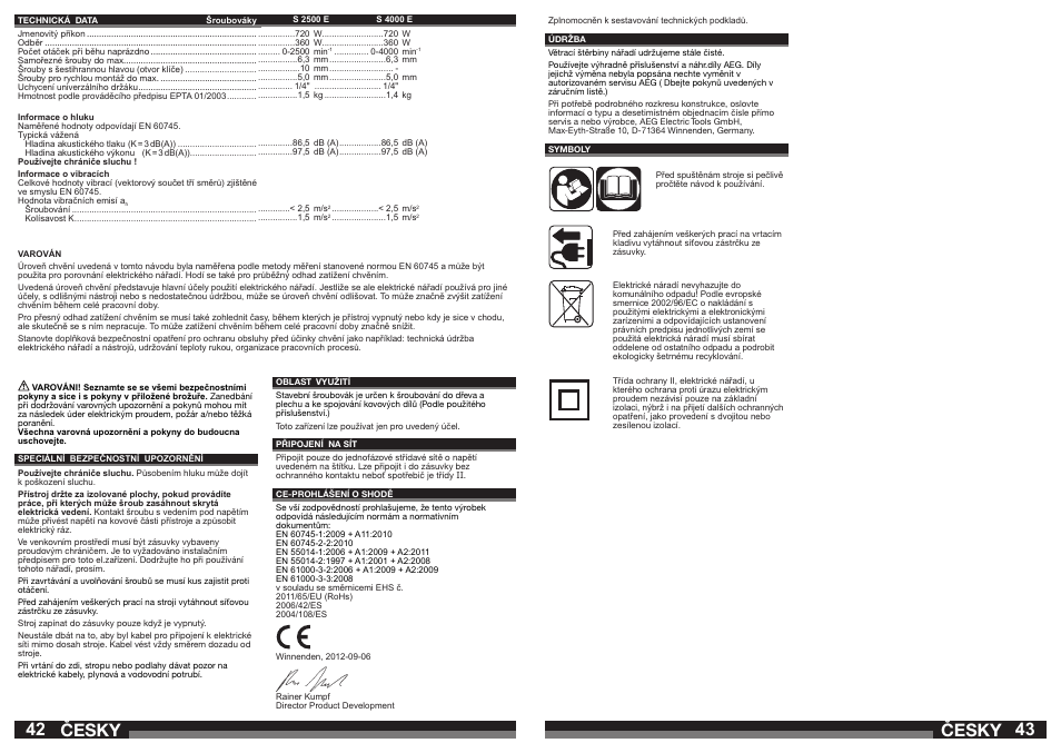 Česky | AEG S 4000 E User Manual | Page 22 / 37