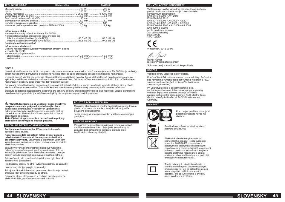 Slovensky | AEG S 4000 E User Manual | Page 23 / 37