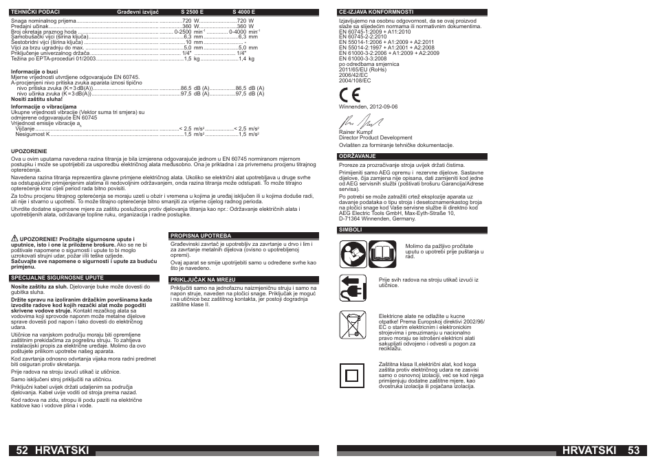 Hrvatski | AEG S 4000 E User Manual | Page 27 / 37