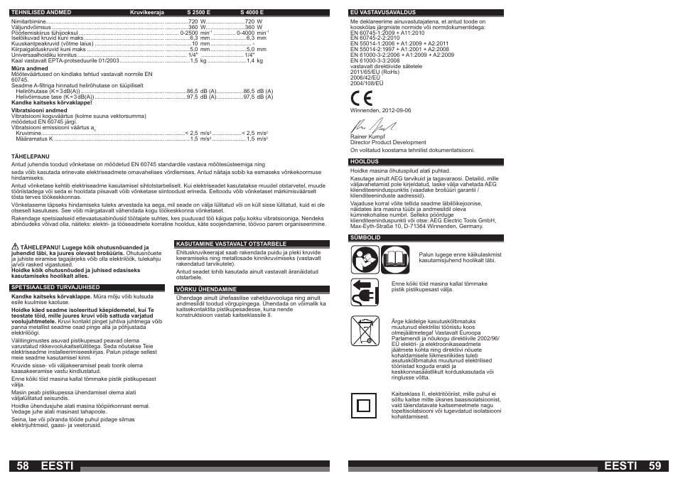 Eesti | AEG S 4000 E User Manual | Page 30 / 37