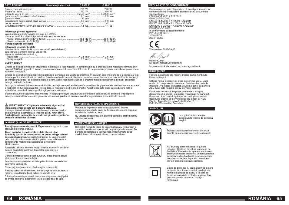 România | AEG S 4000 E User Manual | Page 33 / 37