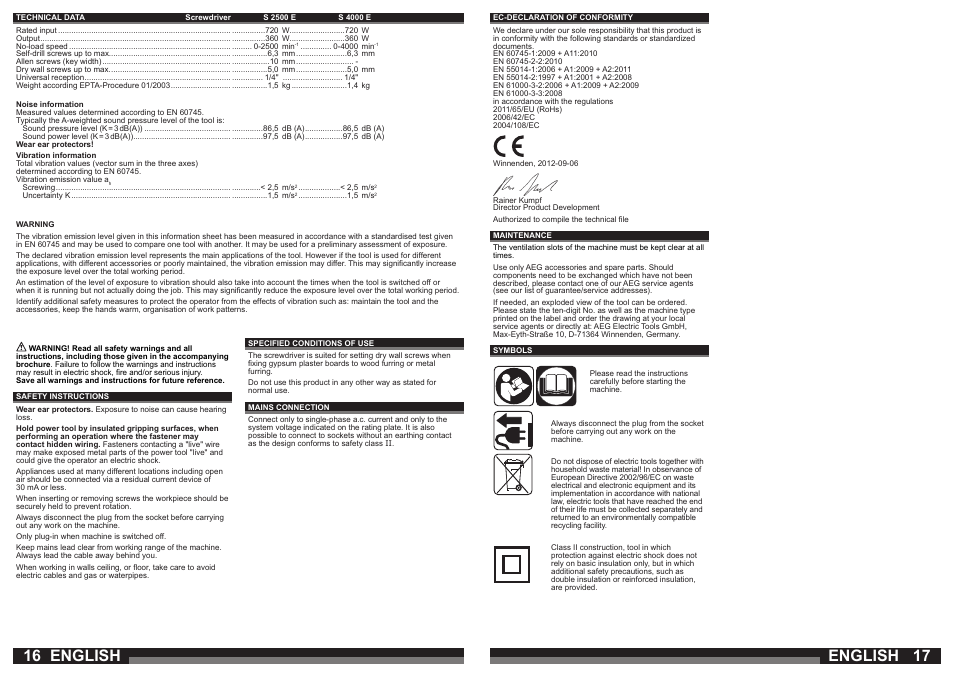 English | AEG S 4000 E User Manual | Page 9 / 37
