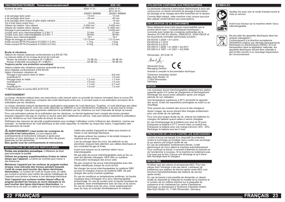 Français | AEG BSB 18C LI User Manual | Page 12 / 37