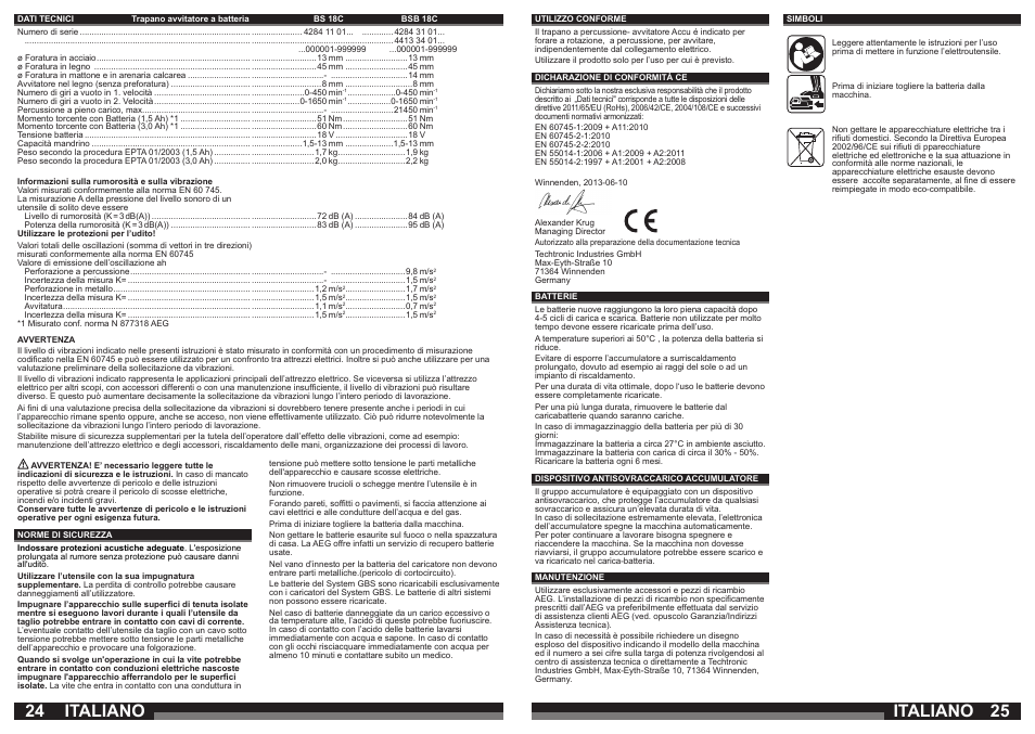 Italiano | AEG BSB 18C LI User Manual | Page 13 / 37