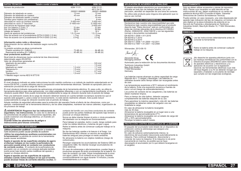 Español | AEG BSB 18C LI User Manual | Page 14 / 37