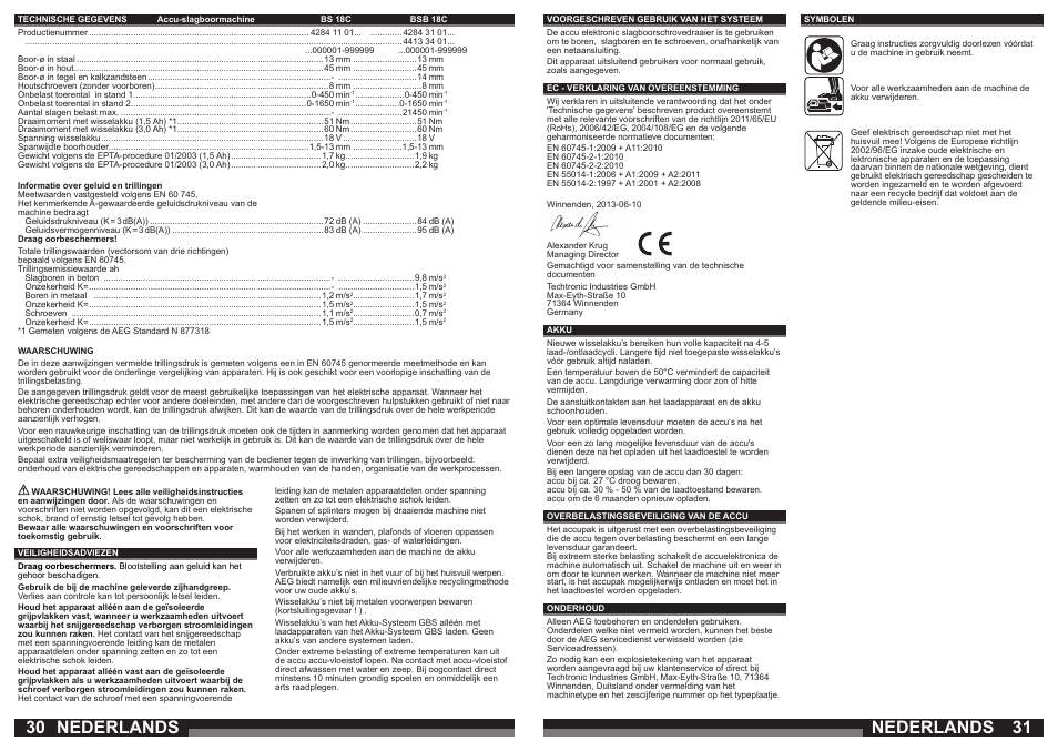 Nederlands | AEG BSB 18C LI User Manual | Page 16 / 37