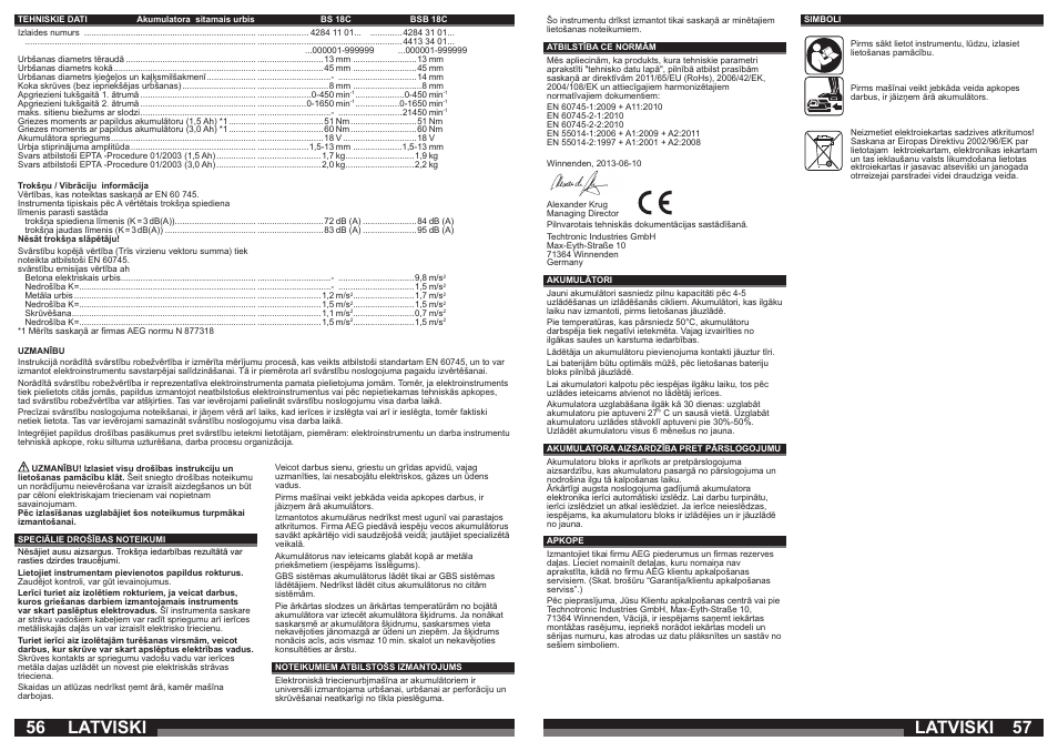 Latviski | AEG BSB 18C LI User Manual | Page 29 / 37