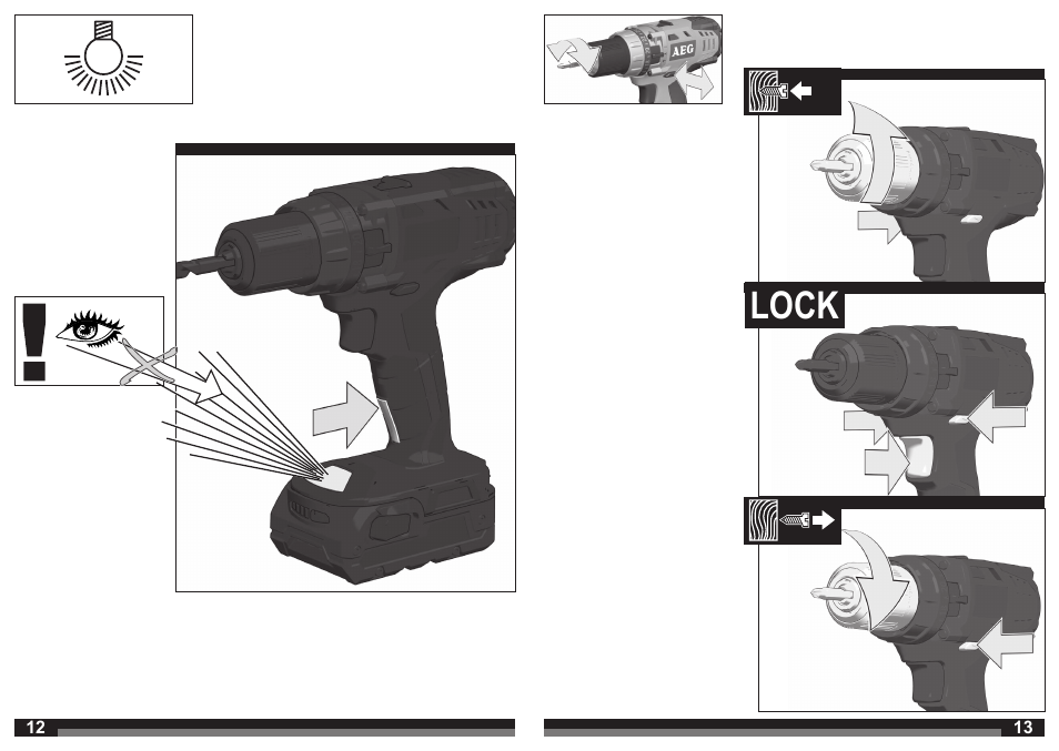 Lock | AEG BSB 18C LI User Manual | Page 7 / 37