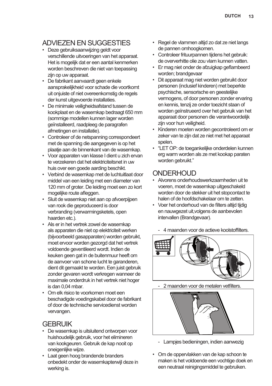 Adviezen en suggesties, Gebruik, Onderhoud | AEG X66453MD10 User Manual | Page 13 / 96