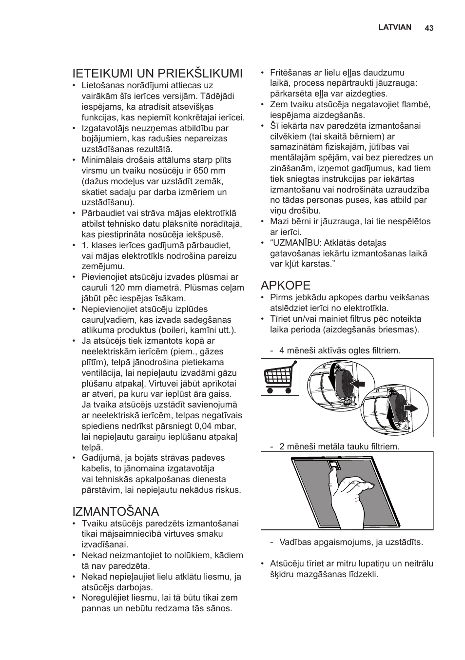 Ieteikumi un priekšlikumi, Izmantošana, Apkope | AEG X66453MD10 User Manual | Page 43 / 96