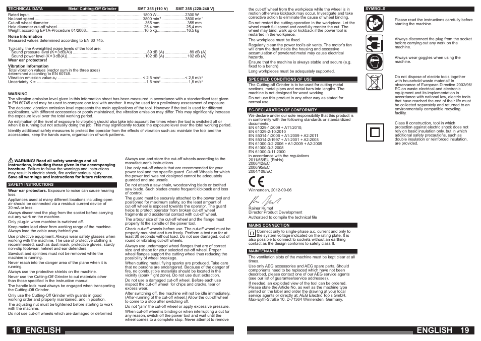 English | AEG SMT 355 User Manual | Page 10 / 39