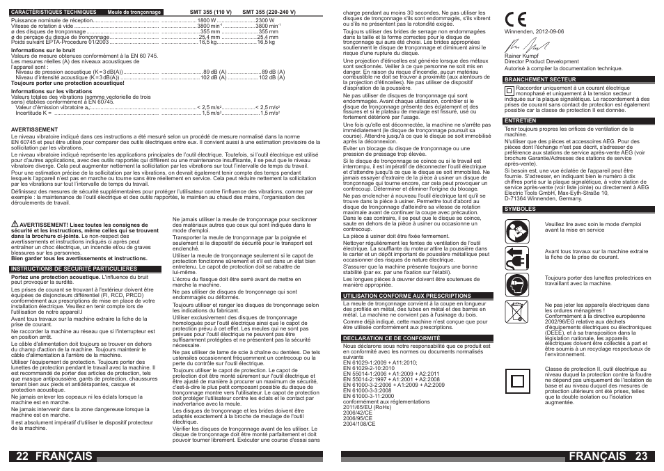 Français | AEG SMT 355 User Manual | Page 12 / 39