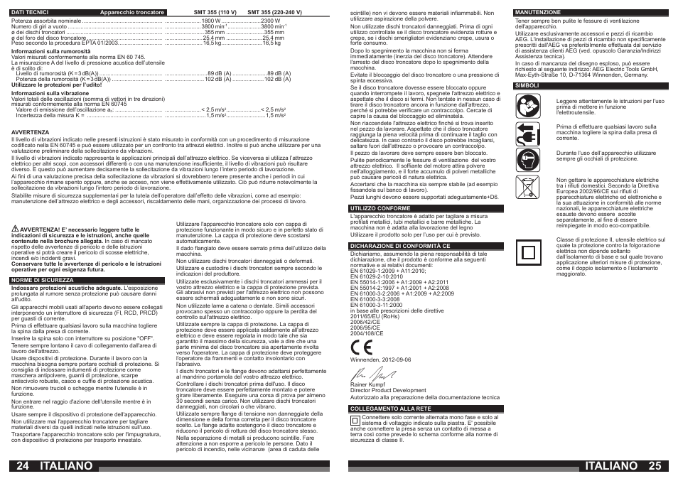 Italiano | AEG SMT 355 User Manual | Page 13 / 39