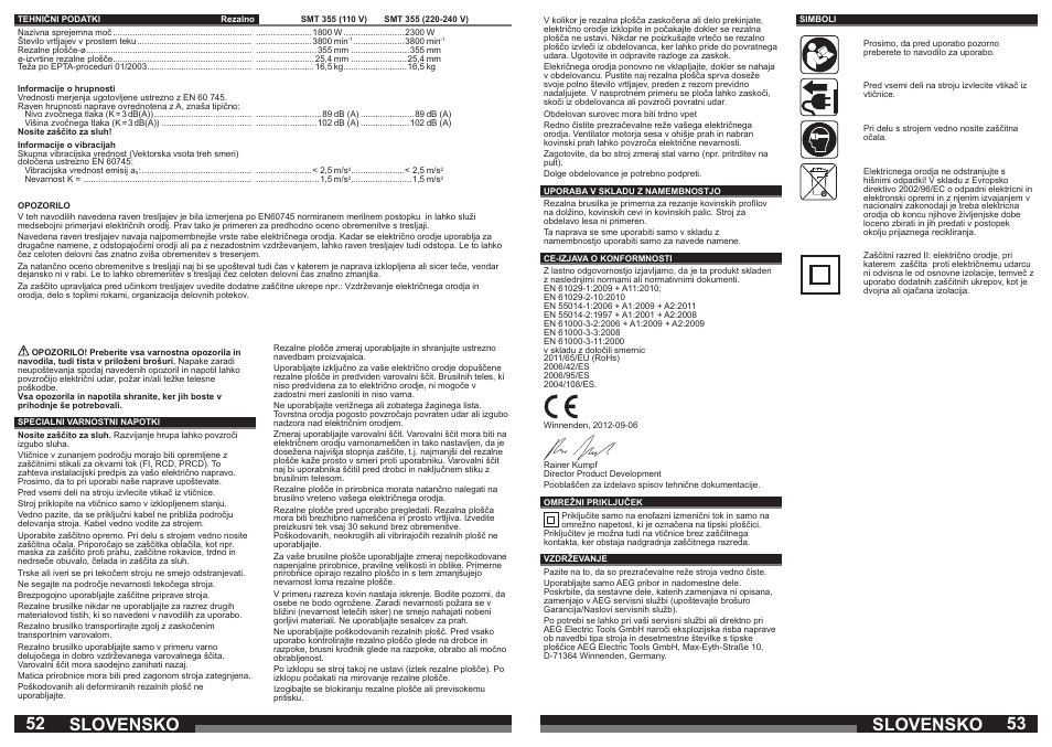 Slovensko | AEG SMT 355 User Manual | Page 27 / 39