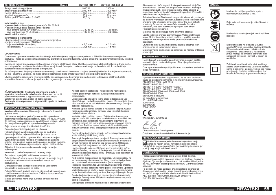 Hrvatski | AEG SMT 355 User Manual | Page 28 / 39