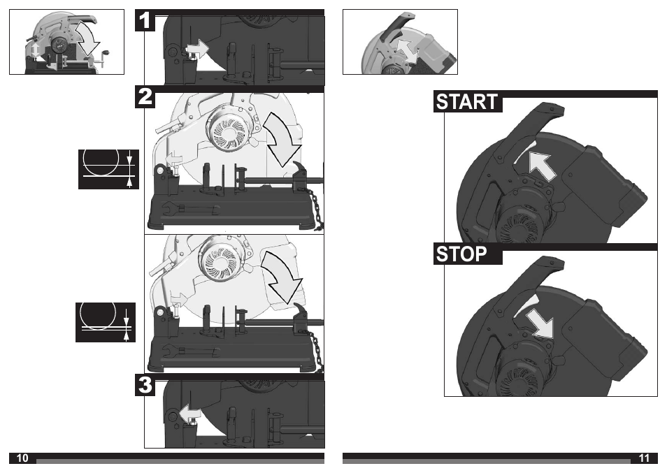 Start stop | AEG SMT 355 User Manual | Page 6 / 39