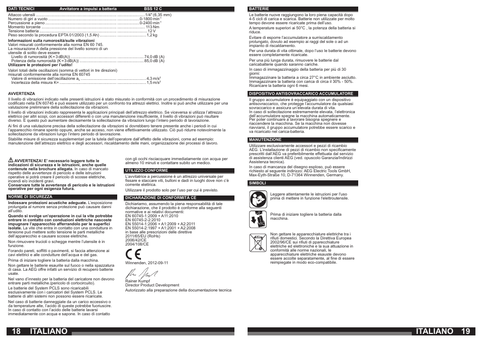 Italiano | AEG BSS 12C User Manual | Page 10 / 34