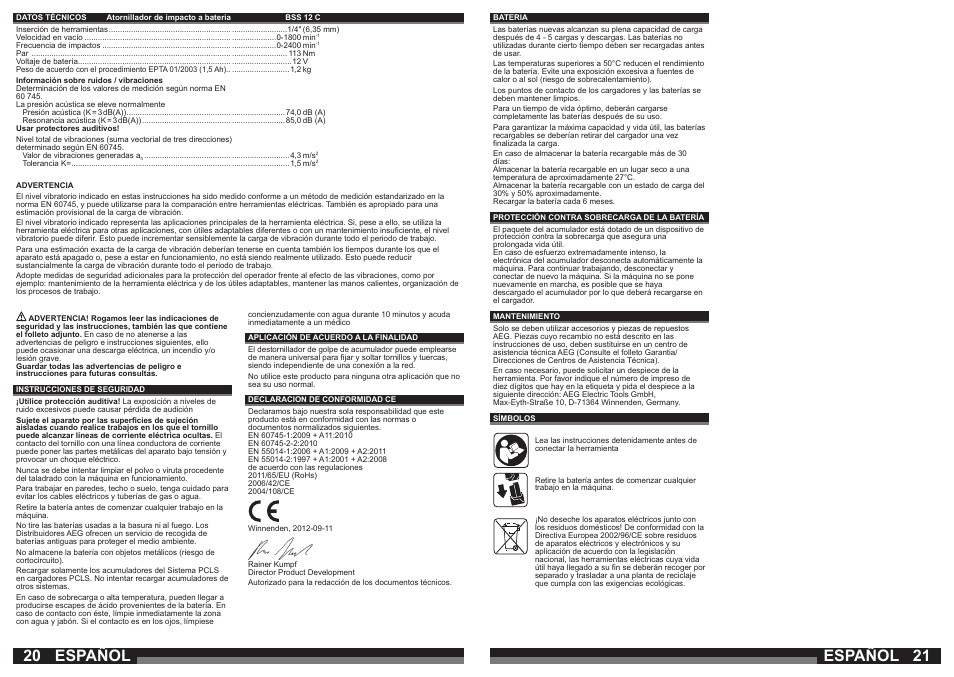 Español | AEG BSS 12C User Manual | Page 11 / 34