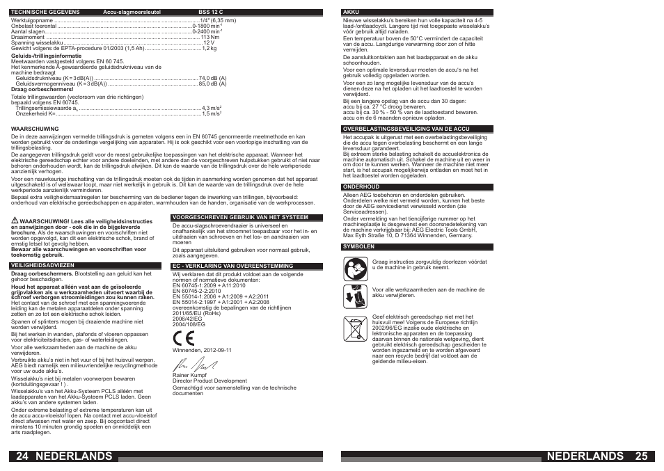 Nederlands | AEG BSS 12C User Manual | Page 13 / 34