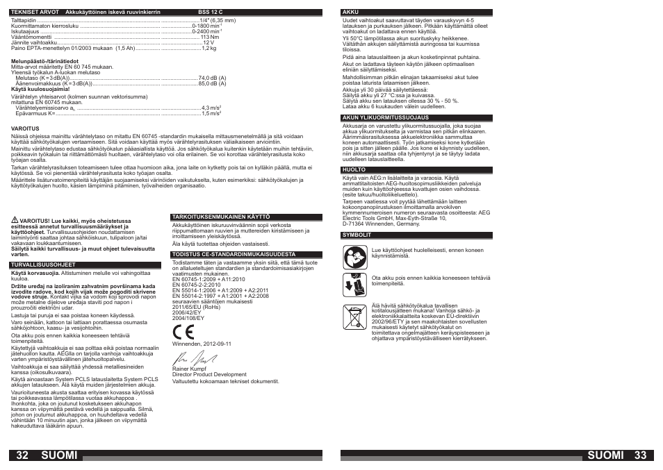 Suomi | AEG BSS 12C User Manual | Page 17 / 34