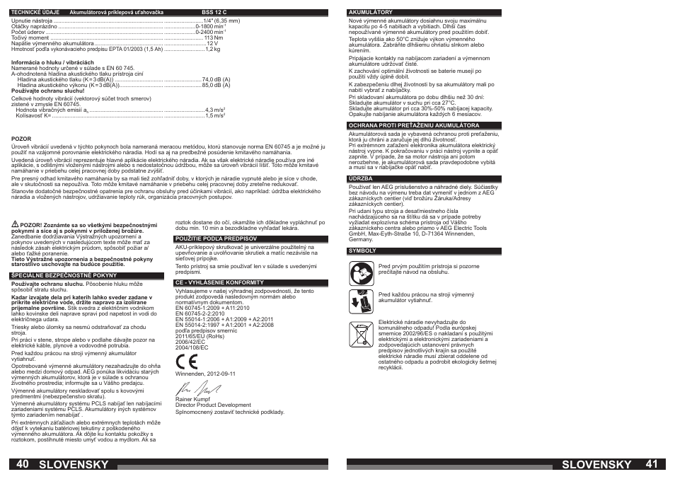 Slovensky | AEG BSS 12C User Manual | Page 21 / 34