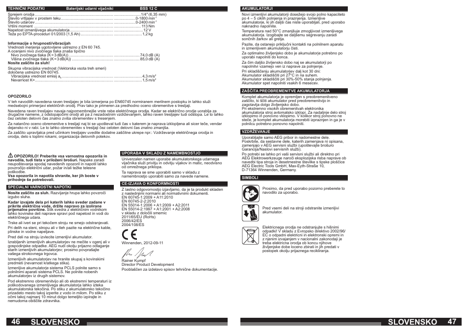 Slovensko | AEG BSS 12C User Manual | Page 24 / 34