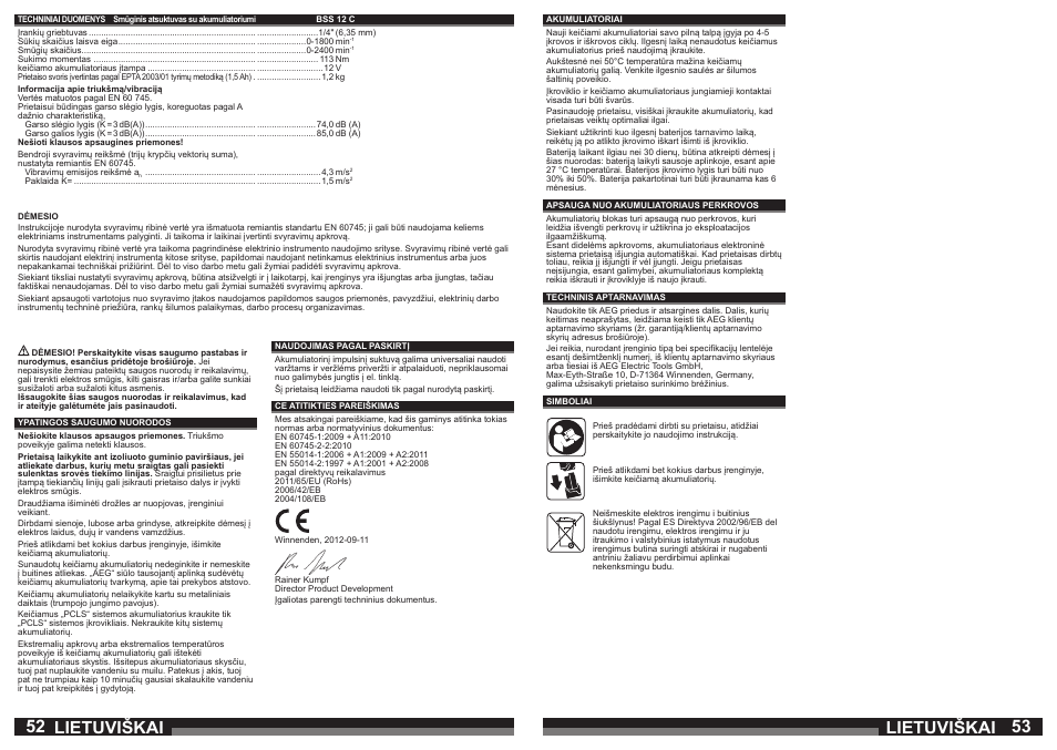 Lietuviškai | AEG BSS 12C User Manual | Page 27 / 34