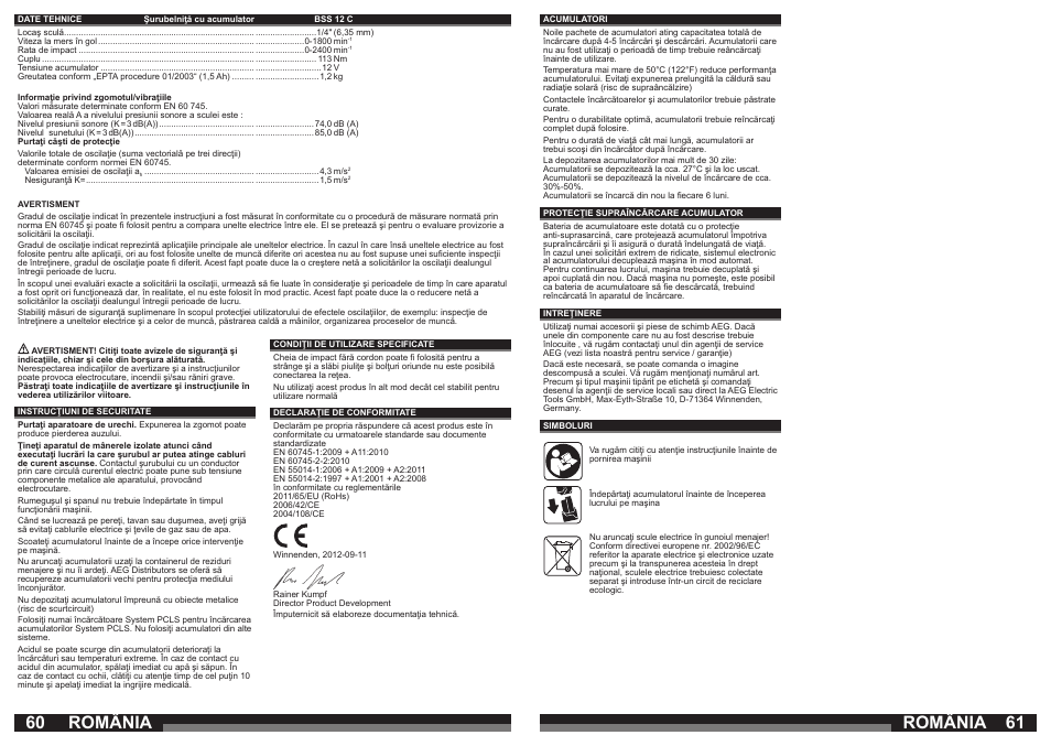 România | AEG BSS 12C User Manual | Page 31 / 34