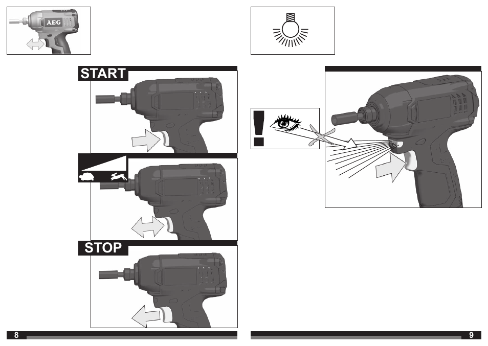 Start stop | AEG BSS 12C User Manual | Page 5 / 34