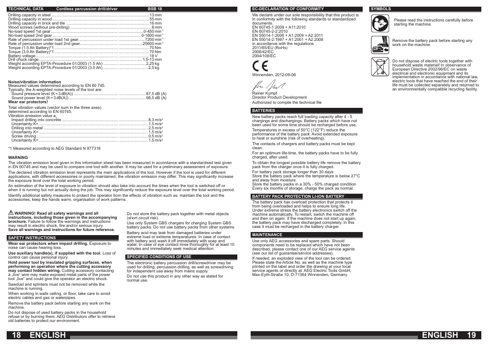 English | AEG BSB 18 LI User Manual | Page 10 / 37
