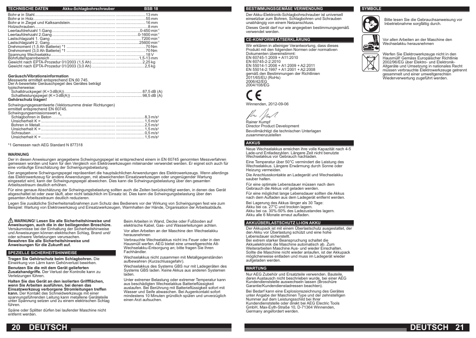 Deutsch | AEG BSB 18 LI User Manual | Page 11 / 37