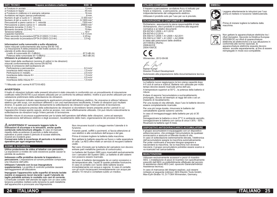 Italiano | AEG BSB 18 LI User Manual | Page 13 / 37