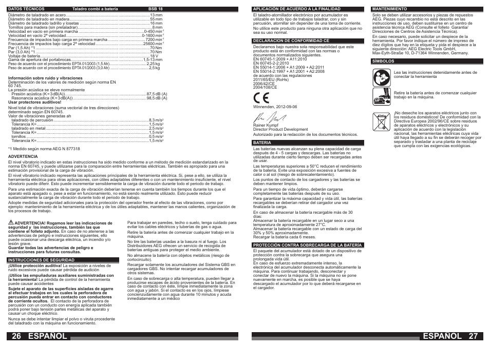 Español | AEG BSB 18 LI User Manual | Page 14 / 37