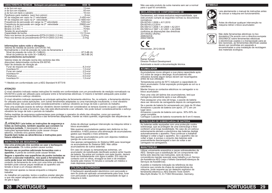 Portugues | AEG BSB 18 LI User Manual | Page 15 / 37