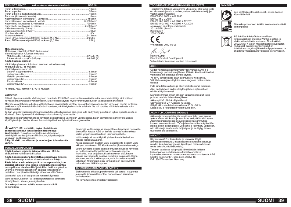 Suomi | AEG BSB 18 LI User Manual | Page 20 / 37